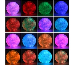 LAMPKA NOCNA KSIĘŻYC GALAXY 3D 25CM MOON RGB PILOT